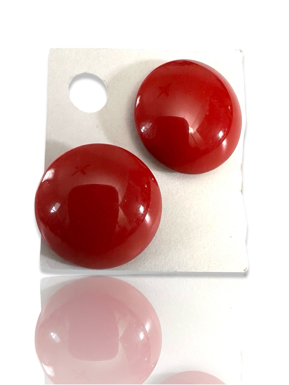 (2 for $20) Vintage Bold Red Dome Clip-On Earrings